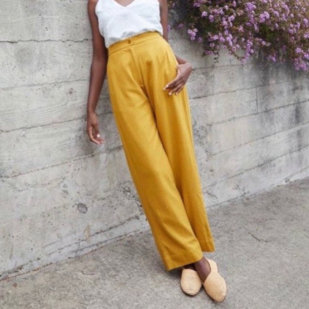 Ali Golden Straight Leg Raw Silk Pants